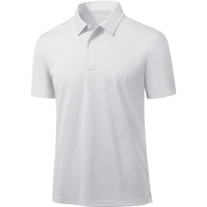 Magcomsen Men's 3 Button Pique Polo Shirt, White