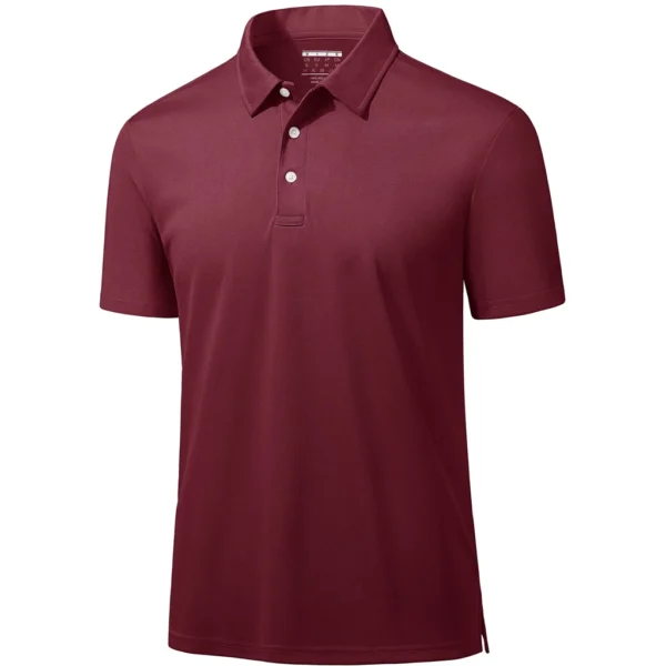 Magcomsen Men's 3 Button Pique Polo Shirt, Wine