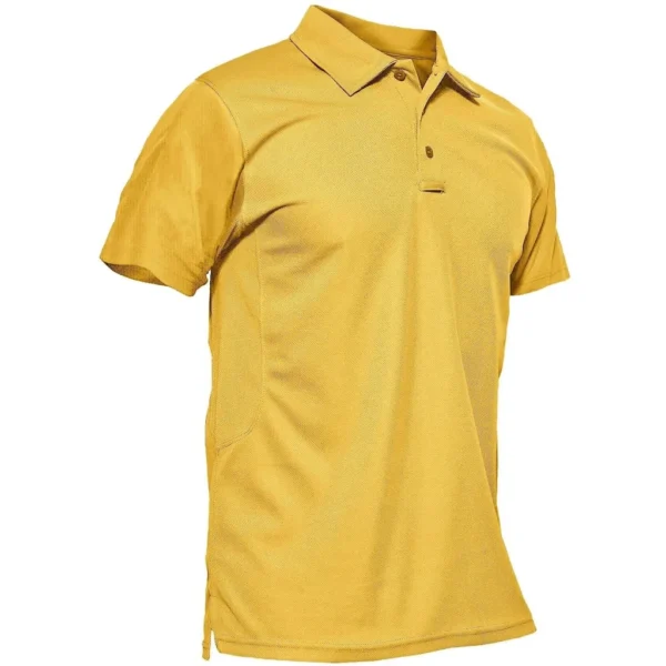 Magcomsen Men's Polo Shirt, Yellow-short