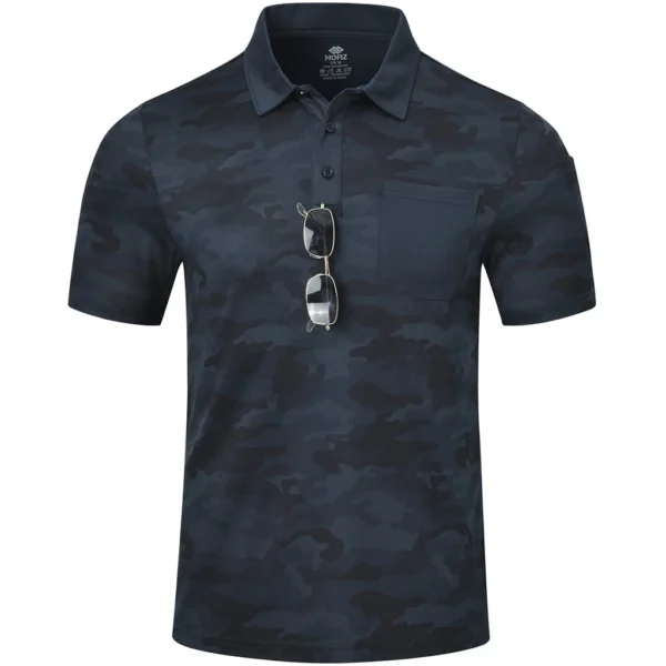 MoFiz Men's Camo Polo Golf Shirt, B-blue Camo