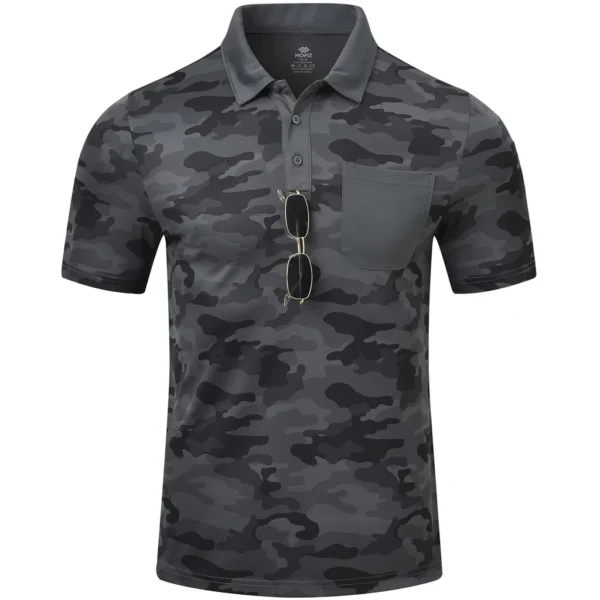 MoFiz Men's Camo Polo Golf Shirt, B-gray Camo