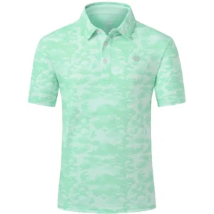 MoFiz Men's Camo Polo Golf Shirt, Green Camo