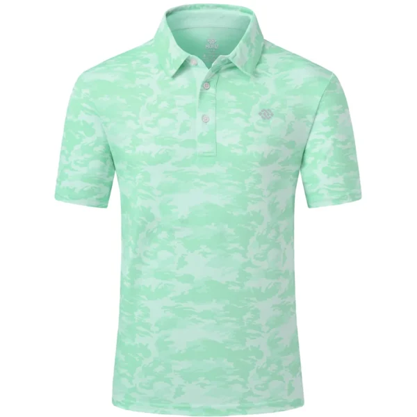 MoFiz Men's Camo Polo Golf Shirt, Green Camo