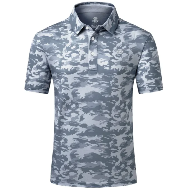 MoFiz Men's Camo Polo Golf Shirt, Grey Camo