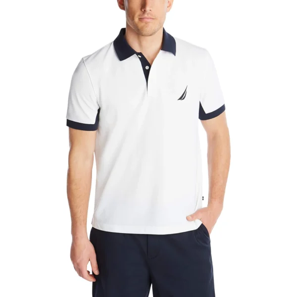 Nautica Men's Classic Fit Short Sleeve Performance Pique Polo Shirt, Bright White