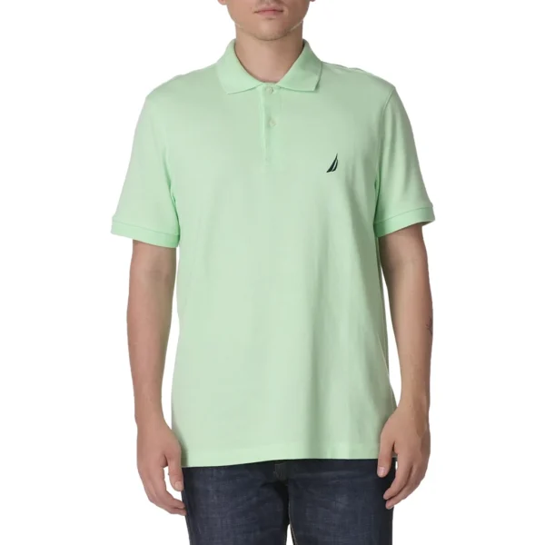 Nautica Men's Short Sleeve Solid Cotton Pique Polo Shirt, Ash Green Solid