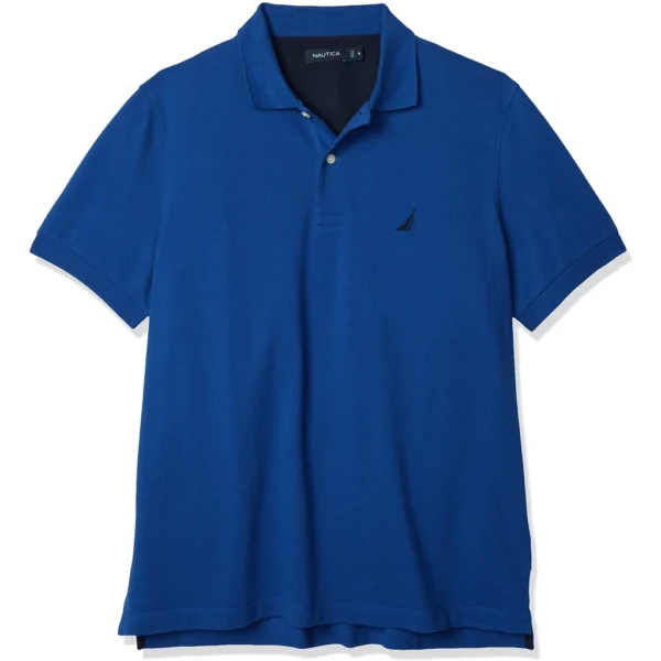 Nautica Men's Short Sleeve Solid Cotton Pique Polo Shirt, Monaco Blue Solid