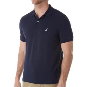 Nautica Men's Short Sleeve Solid Cotton Pique Polo Shirt, Navy