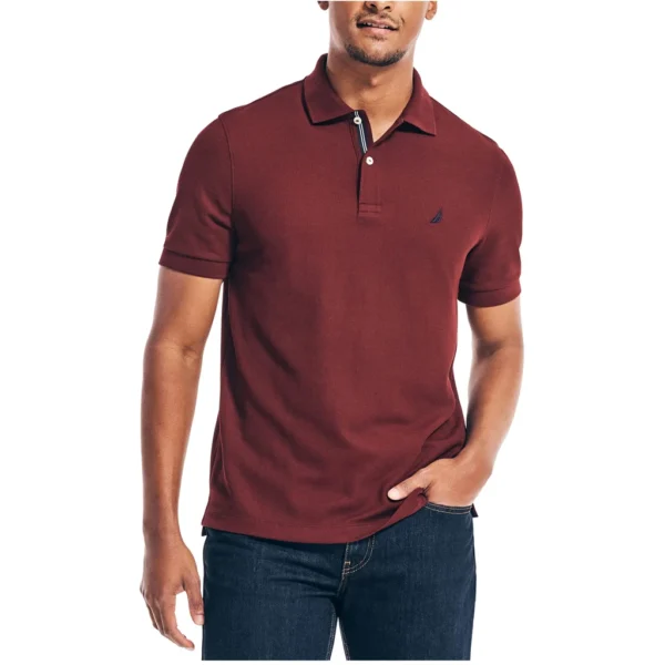 Nautica Men's Solid Deck Shirt, Royal Burgundy