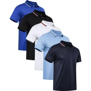 OYGSieg 5 Pack Polo Shirts, Royal Blue/ Black/ White/ Navy/ Noon Blue (5 Pack)