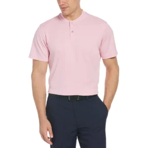 PGA TOUR Men's Pique Short Sleeve Golf Polo Shirt with Casual Collar, Lilac Sachet