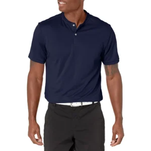 PGA TOUR Men's Pique Short Sleeve Golf Polo Shirt with Casual Collar, Peacoat