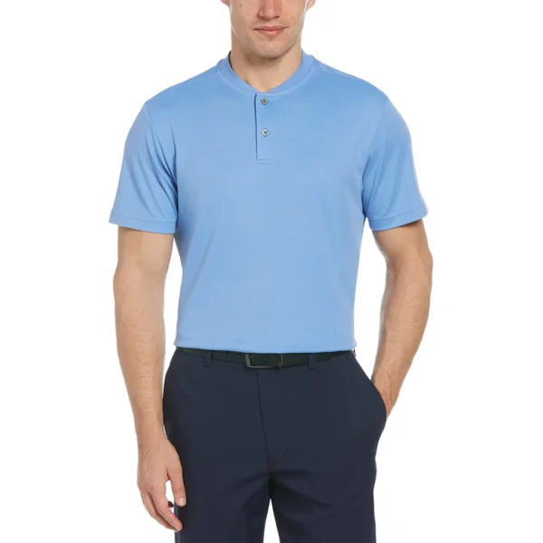 PGA TOUR Men's Pique Short Sleeve Golf Polo Shirt with Casual Collar, Provence