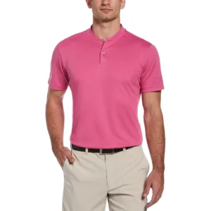 PGA TOUR Men's Pique Short Sleeve Golf Polo Shirt with Casual Collar, Purple Orchid