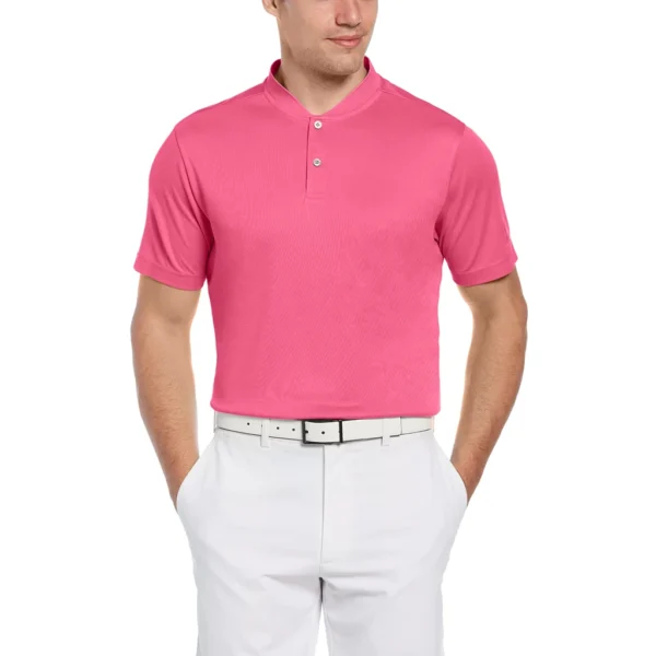 PGA TOUR Men's Pique Short Sleeve Golf Polo Shirt with Casual Collar, Rose Violet