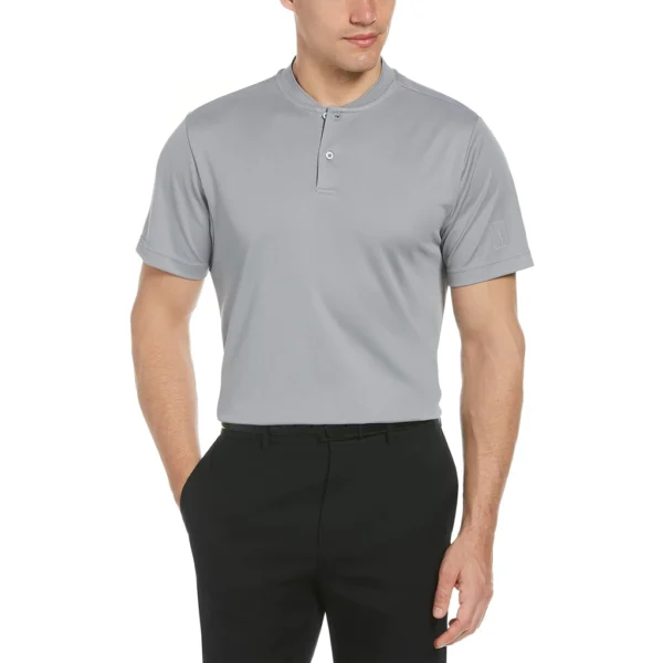 PGA TOUR Men's Pique Short Sleeve Golf Polo Shirt with Casual Collar, Sleet