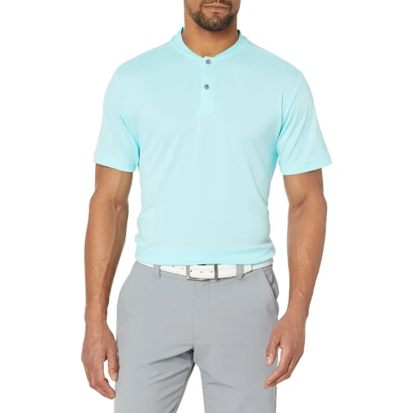 PGA TOUR Men's Pique Short Sleeve Golf Polo Shirt with Casual Collar, Tanager Turquois