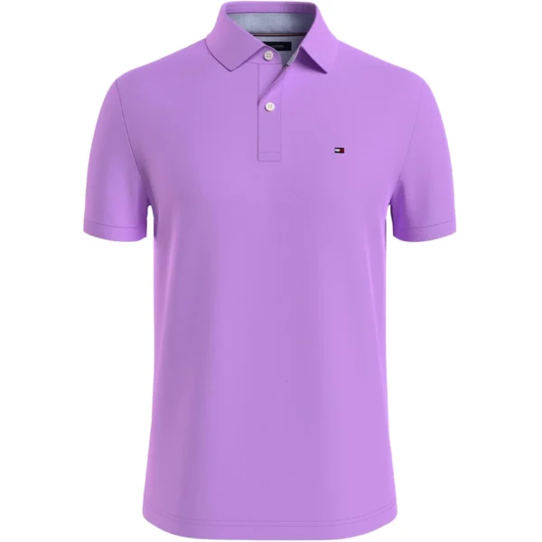 Tommy Hilfiger Men's Short Sleeve Cotton Pique Polo Shirt in Regular Fit, African Violet