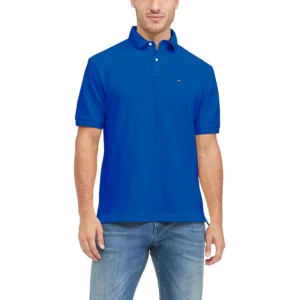 Tommy Hilfiger Men's Short Sleeve Cotton Pique Polo Shirt in Regular Fit, Brilliant Blue