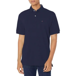 Tommy Hilfiger Men's Short Sleeve Cotton Pique Polo Shirt in Regular Fit, Classic Navy