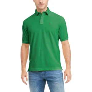 Tommy Hilfiger Men's Short Sleeve Cotton Pique Polo Shirt in Regular Fit, Fern Green