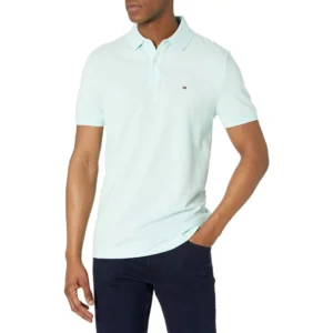 Tommy Hilfiger Men's Short Sleeve Cotton Pique Polo Shirt in Regular Fit, Green Heather