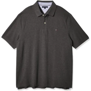 Tommy Hilfiger Men's Short Sleeve Cotton Pique Polo Shirt in Regular Fit, Medium Grey Heather