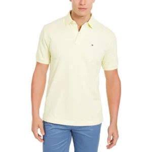 Tommy Hilfiger Men's Short Sleeve Cotton Pique Polo Shirt in Regular Fit, Wax Yellow