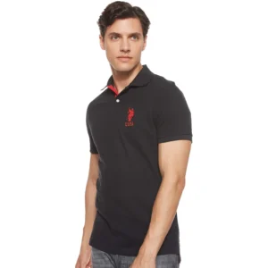 U.S. Polo Assn. Men's Short-Sleeve Polo Shirt with Applique, Black