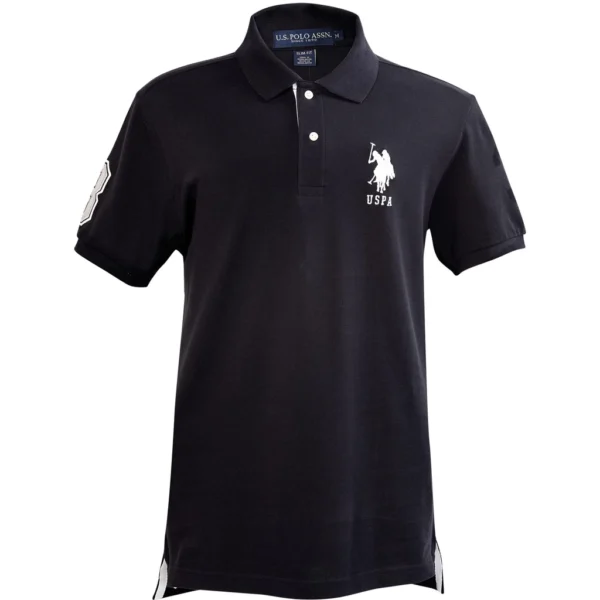 U.S. Polo Assn. Men's Short-Sleeve Polo Shirt with Applique, Black/White