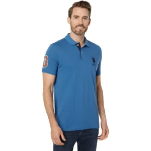 U.S. Polo Assn. Men's Short-Sleeve Polo Shirt with Applique, Brooklyn Blue