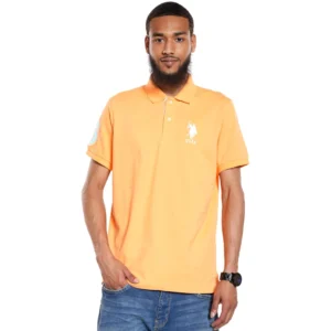 U.S. Polo Assn. Men's Short-Sleeve Polo Shirt with Applique, Gloaming Orange