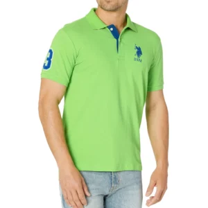 U.S. Polo Assn. Men's Short-Sleeve Polo Shirt with Applique, Green Flash