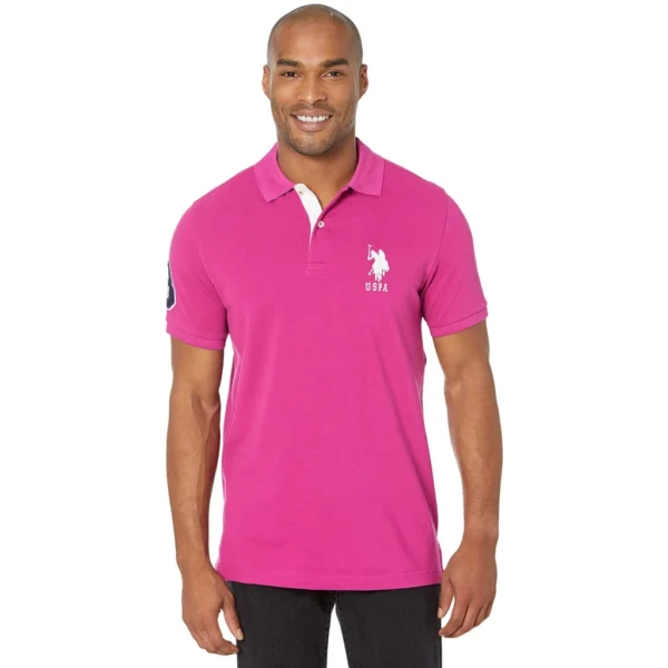 U.S. Polo Assn. Men's Short-Sleeve Polo Shirt with Applique, Hillsdale Fuchsia