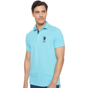 U.S. Polo Assn. Men's Short-Sleeve Polo Shirt with Applique, Horizon Blue