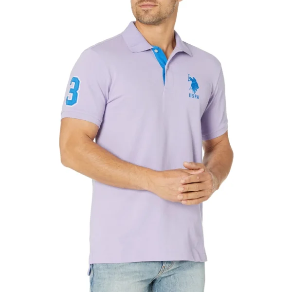 U.S. Polo Assn. Men's Short-Sleeve Polo Shirt with Applique, Lavender