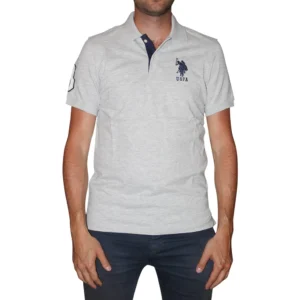 U.S. Polo Assn. Men's Short-Sleeve Polo Shirt with Applique, Light Heather Grey