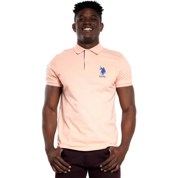 U.S. Polo Assn. Men's Short-Sleeve Polo Shirt with Applique, Peach Nectar