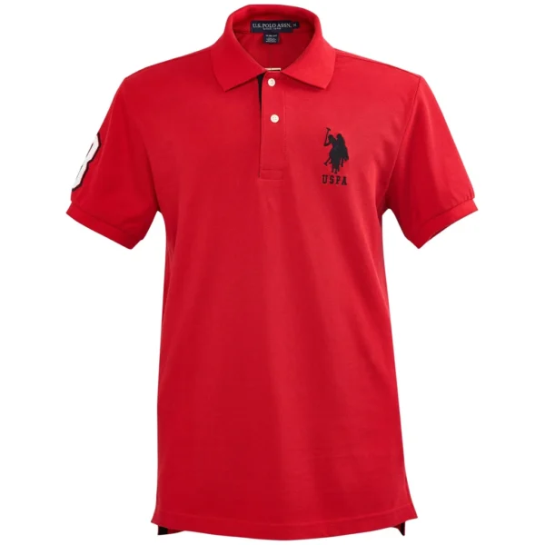 U.S. Polo Assn. Men's Short-Sleeve Polo Shirt with Applique, Red