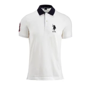 U.S. Polo Assn. Men's Short-Sleeve Polo Shirt with Applique, White/Black