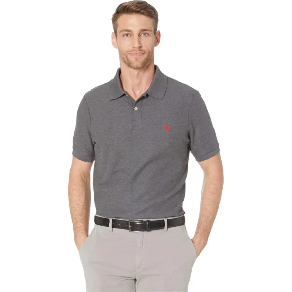 U.S. Polo Assn. Men's Ultimate Pique Polo, Dark Heather Grey